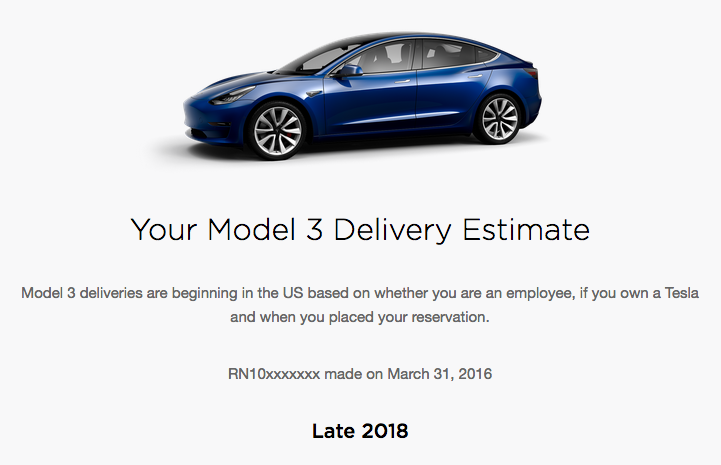 Model 3 Delivery Estimate